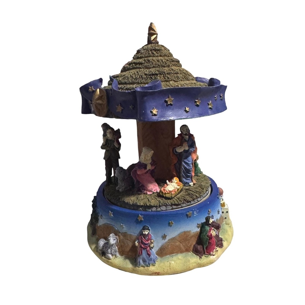 Nativity‎ Scene Musical Carousel 360 Degree windup Rotating Christmas Decoration